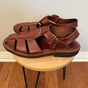 Cole Haan Vintage Men Brown Leather Fisherman Sandals Size 13D